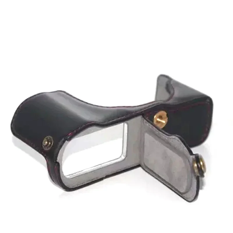 For Panasonic GX85/GX80 Anti-scratch PU Leather Digital Camera Protective Half Body Cover Bottom Case with Battery Opening - Black