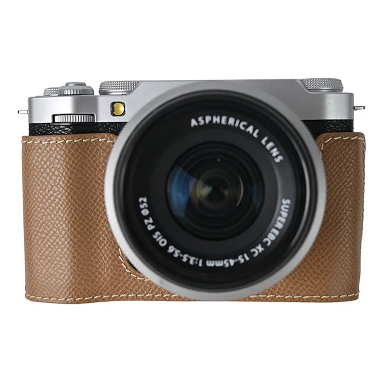 For Fujifilm X-M5 Camera Case PU Leather Protective Cover - Khaki