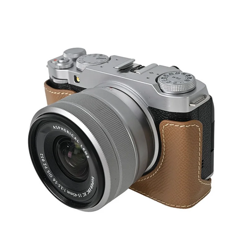 For Fujifilm X-M5 Camera Case PU Leather Protective Cover - Khaki
