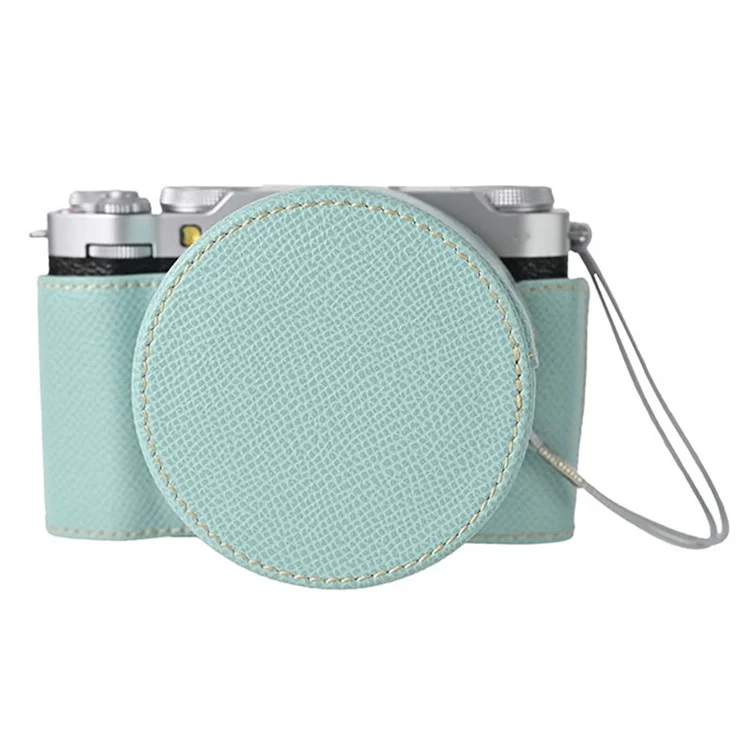 Funda para cámara Fujifilm X-M5 de piel sintética con tapa para el objetivo - Azul bebé