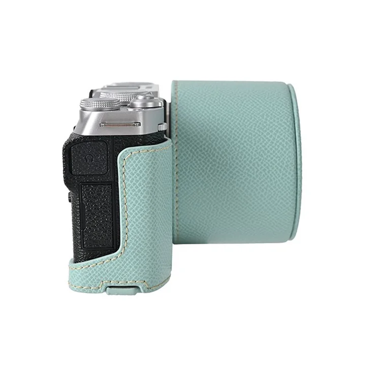 Funda para cámara Fujifilm X-M5 de piel sintética con tapa para el objetivo - Azul bebé