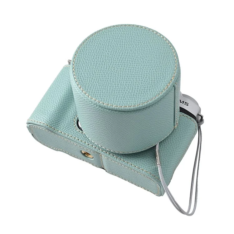 Funda para cámara Fujifilm X-M5 de piel sintética con tapa para el objetivo - Azul bebé