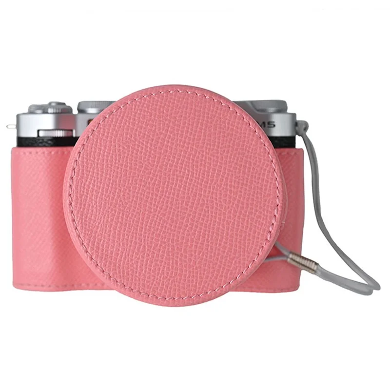 Voor Fujifilm X-M5 camerabehuizing van PU-leer beschermhoes met lensdop - Roze