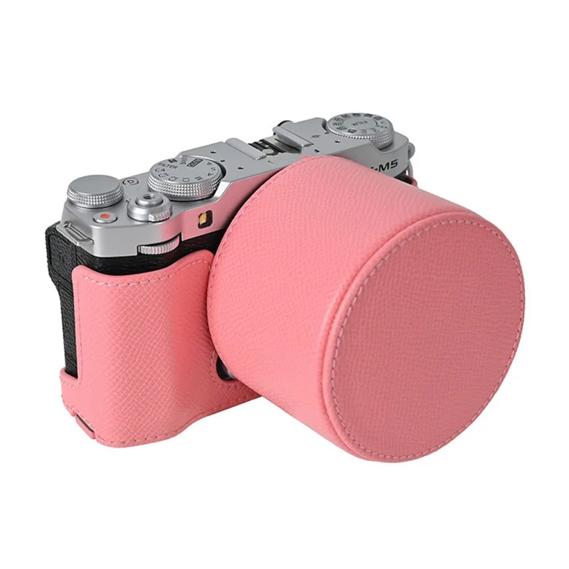 Voor Fujifilm X-M5 camerabehuizing van PU-leer beschermhoes met lensdop - Roze