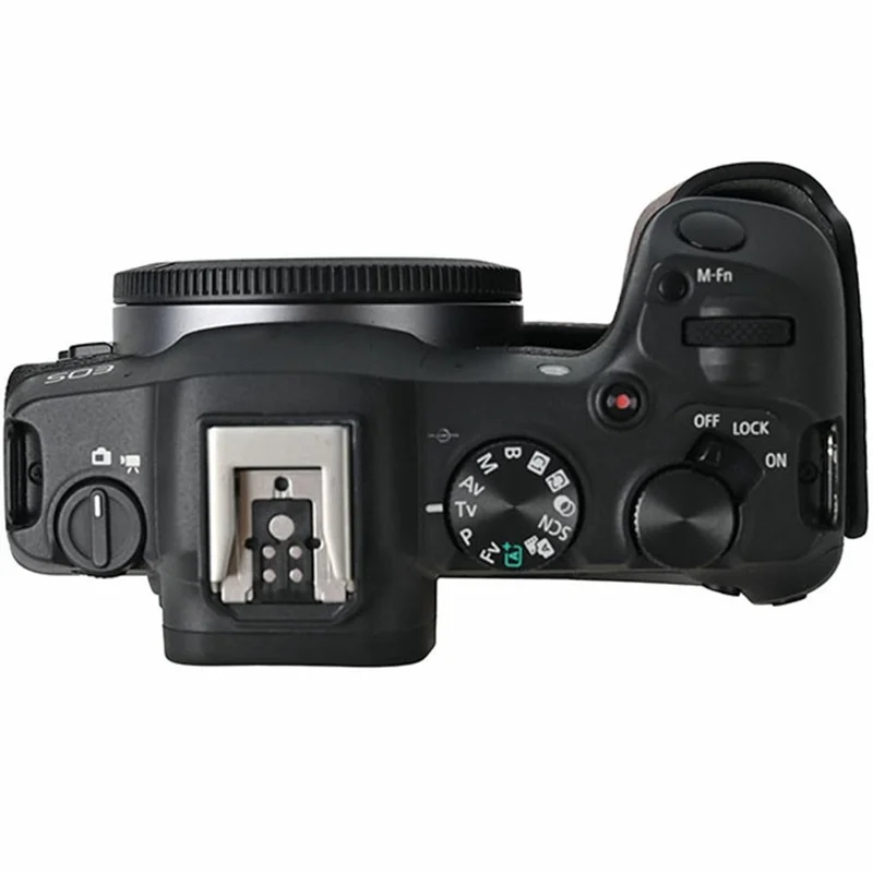 For Canon EOS R8 Camera Half Case Litchi Texture PU Leather Protective Cover with Battery Opening - Coffee