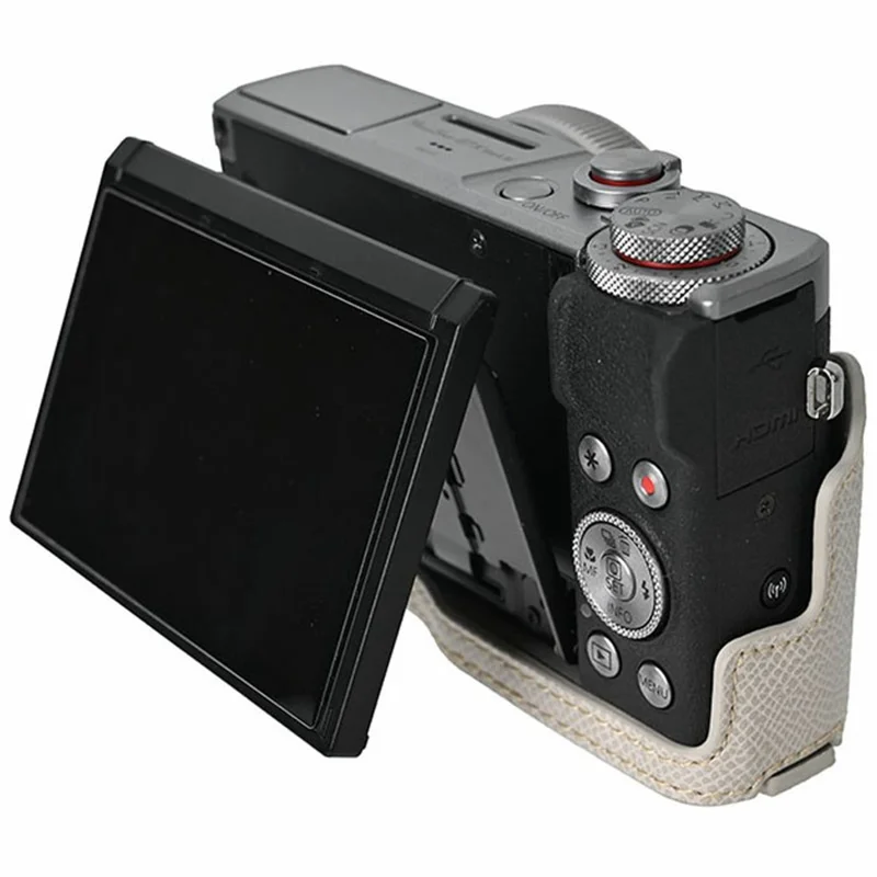 For Canon PowerShot G7 X Mark III / G7 X Mark II Camera Case PU Leather Protective Cover - Grey