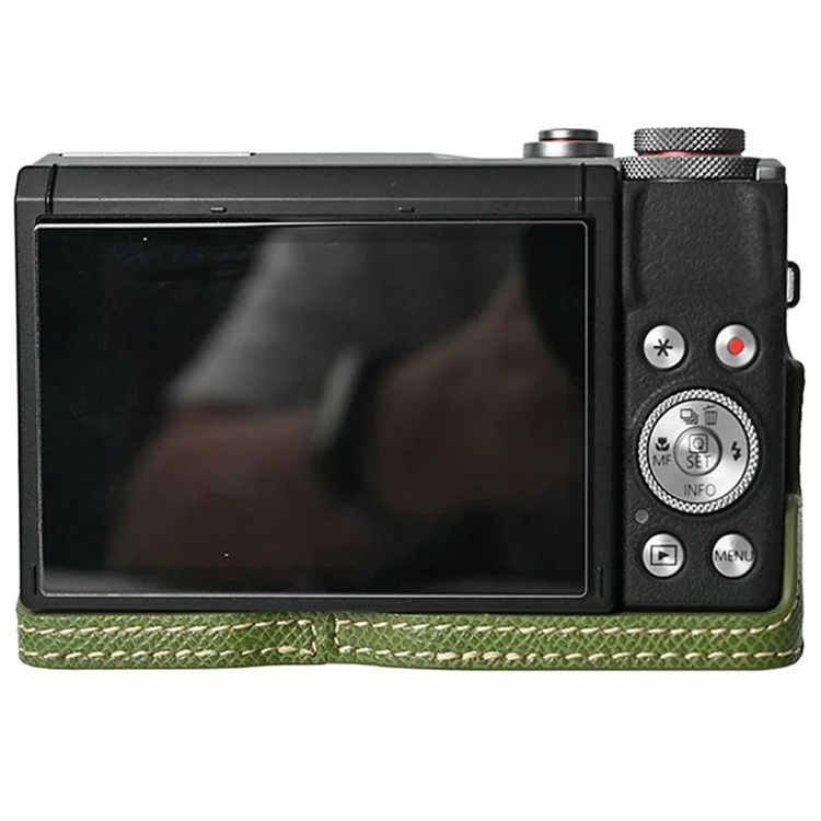 For Canon PowerShot G7 X Mark III / G7 X Mark II Camera Case with Shoulder Strap Leather Cover - Green