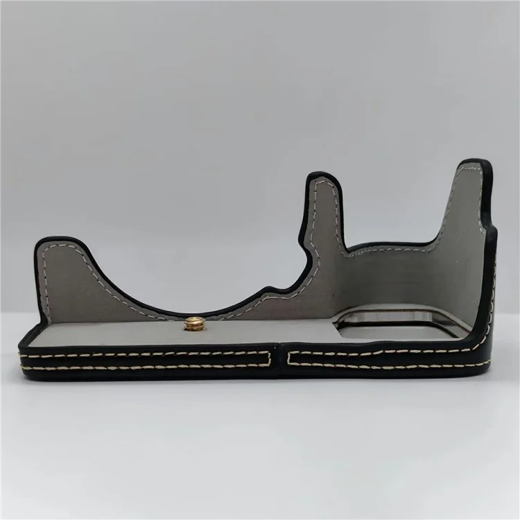 Capa de base para câmera Sony A6700 em couro sintético vintage com abertura para bateria - Preto