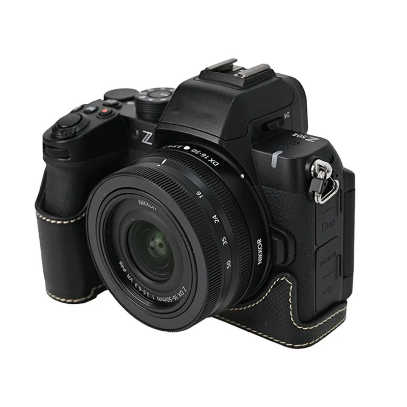 For Nikon Z 50 II Camera Case PU Leather Protective Cover - Black