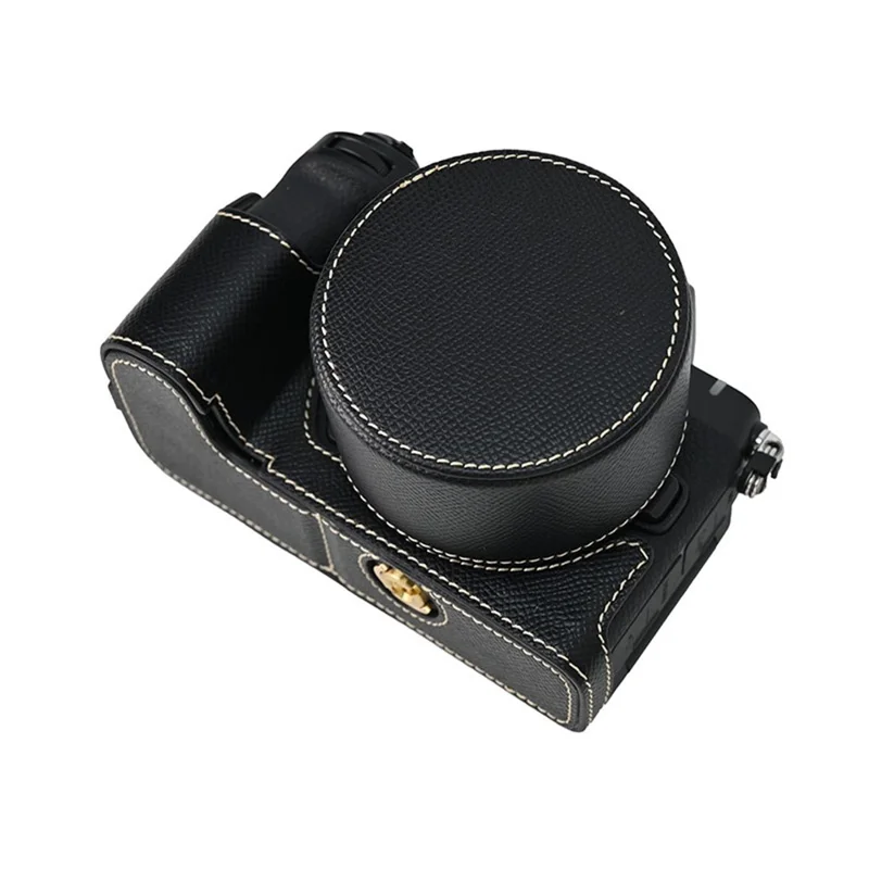 Funda para cámara Nikon Z 50 II de piel sintética con tapa para el objetivo - Negro