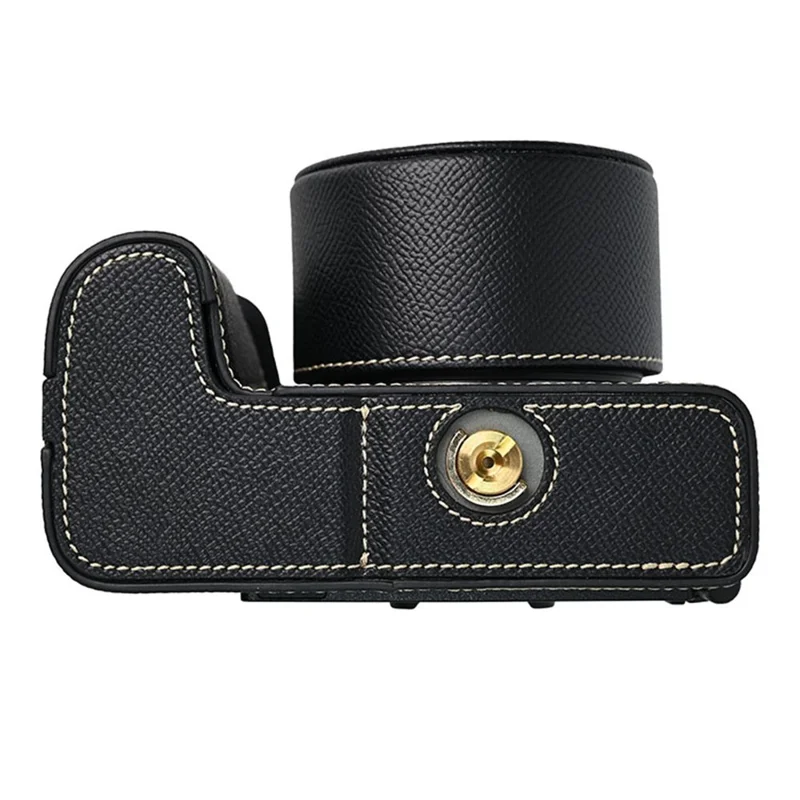 Funda para cámara Nikon Z 50 II de piel sintética con tapa para el objetivo - Negro