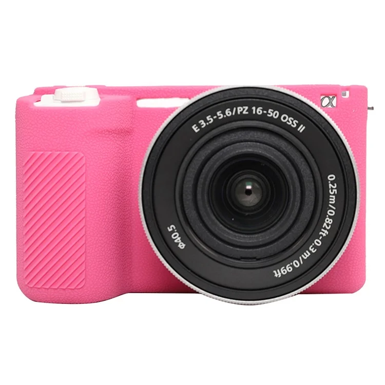 For Sony ZV-E10 II Camera Protective Case Anti Scratch Litchi Texture Silicone Cover - Rose