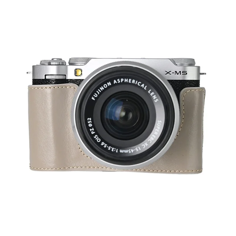 Cover per Fujifilm X-M5 con Cinghia a Tracolla in Vera Pelle - Grigio