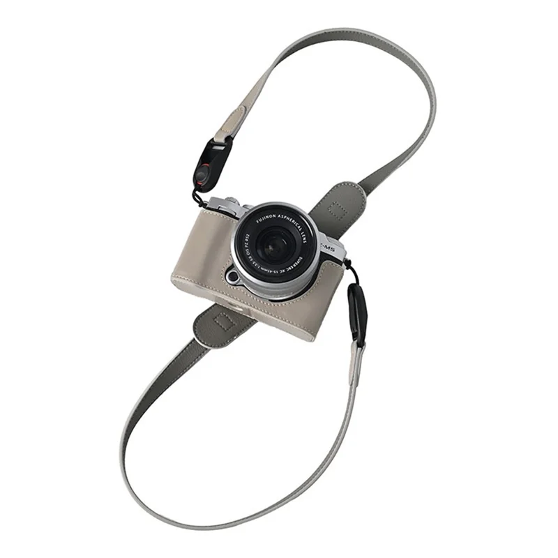 Cover per Fujifilm X-M5 con Cinghia a Tracolla in Vera Pelle - Grigio