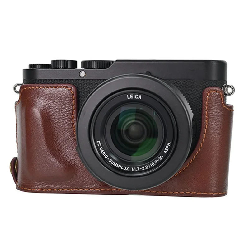 For Leica D-Lux 8 Camera Case Genuine Leather Protective Cover - Coffee