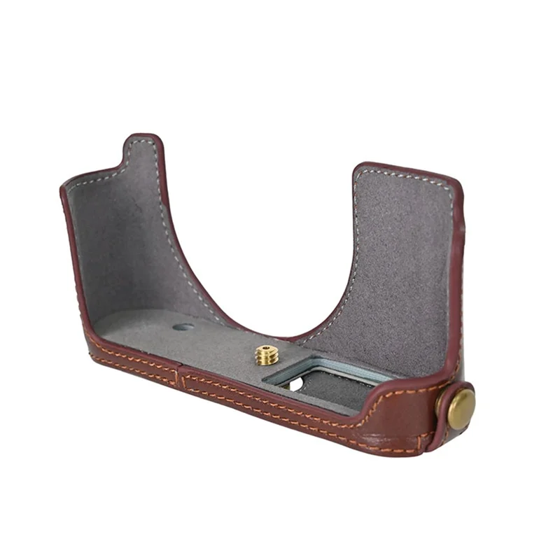 For Leica D-Lux 8 Camera Case Genuine Leather Protective Cover - Coffee