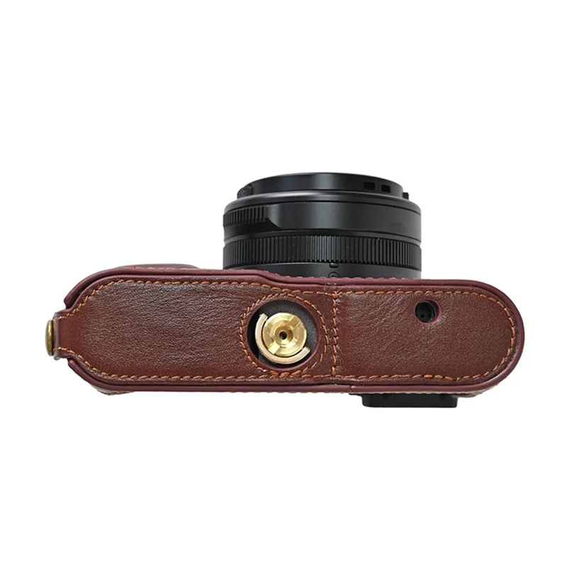 For Leica D-Lux 8 Camera Case Genuine Leather Protective Cover - Coffee