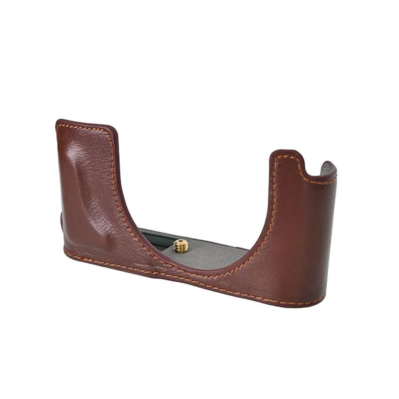 For Leica D-Lux 8 Camera Case Genuine Leather Protective Cover - Coffee