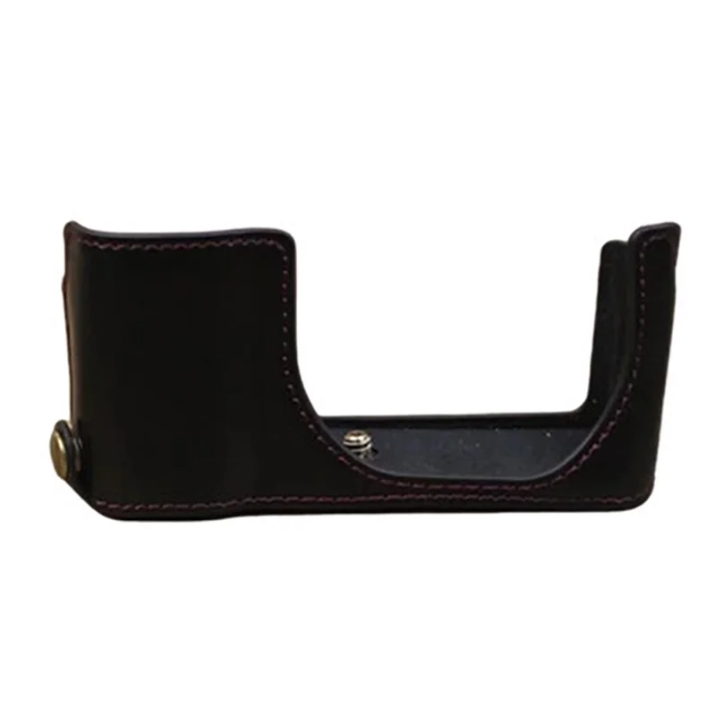 Para Leica C-Lux Estuche Protector de Cámara Digital de Piel sintética Cubierta Semicorporal con Apertura de Batería - Negro