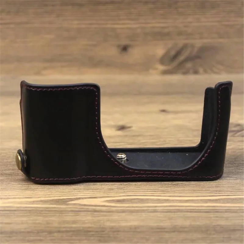 Para Leica C-Lux Estuche Protector de Cámara Digital de Piel sintética Cubierta Semicorporal con Apertura de Batería - Negro