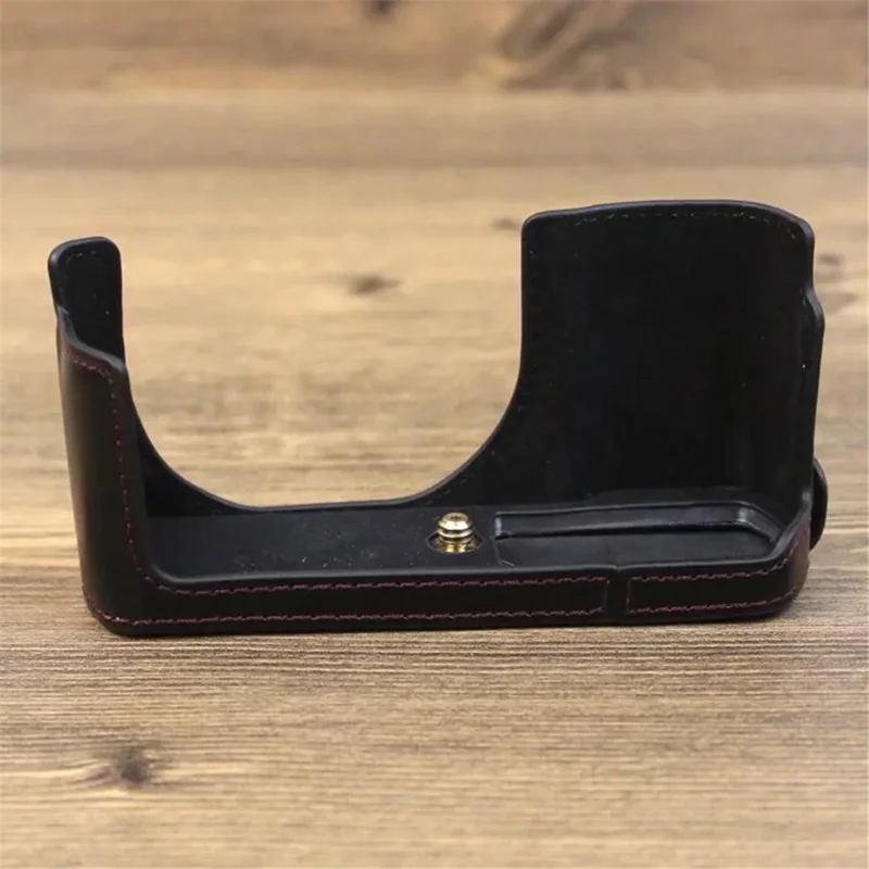 Para Leica C-Lux Estuche Protector de Cámara Digital de Piel sintética Cubierta Semicorporal con Apertura de Batería - Negro