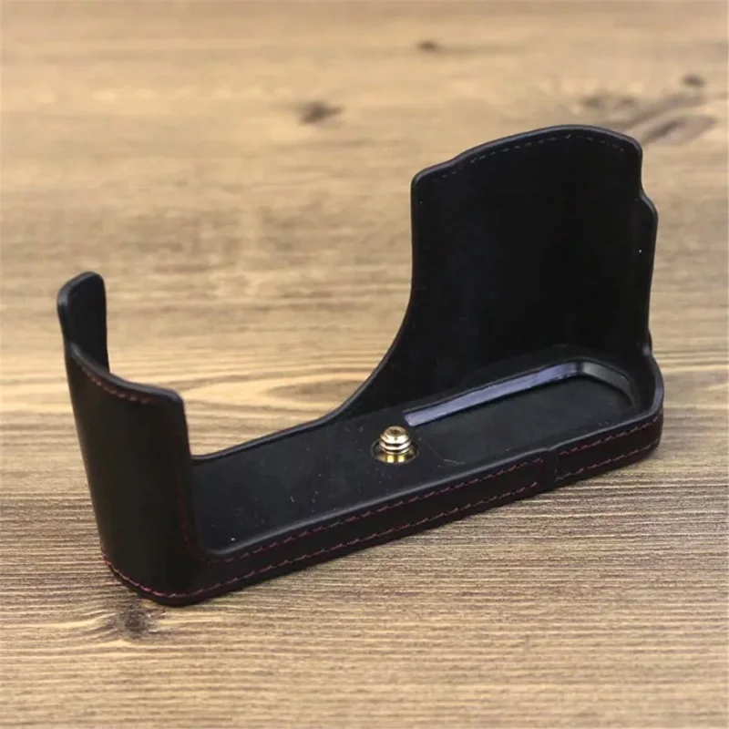 Para Leica C-Lux Estuche Protector de Cámara Digital de Piel sintética Cubierta Semicorporal con Apertura de Batería - Negro