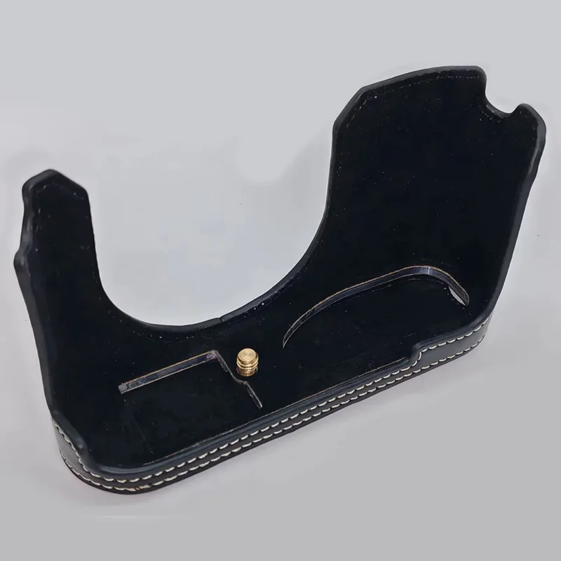 For Leica Q3 Camera Case with Strap Leather Bottom Case Easy to Replace Battery - Black