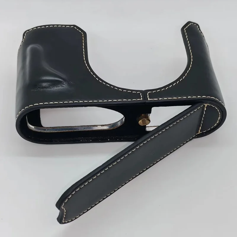 For Leica Q3 Camera Case with Strap Leather Bottom Case Easy to Replace Battery - Black