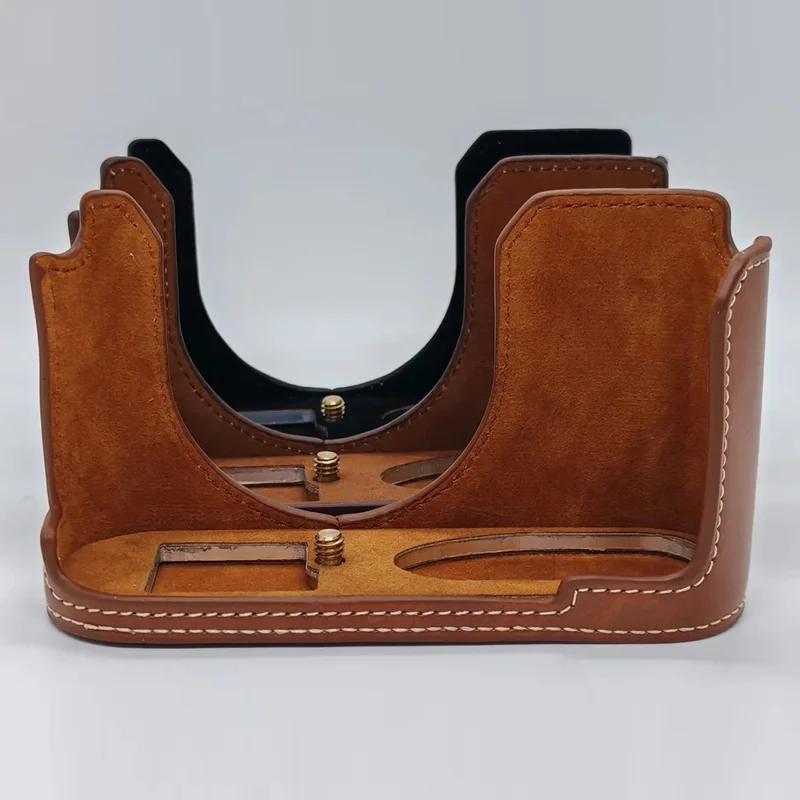 For Leica Q3 Camera Case with Strap Leather Bottom Case Easy to Replace Battery - Black