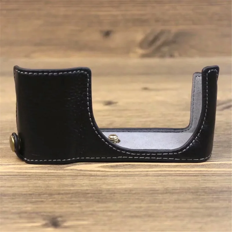 Pour Leica C-Lux Digital Camera Cuir Cuir Bottom Bottom Opening Design Protective Half Body Cover - le Noir