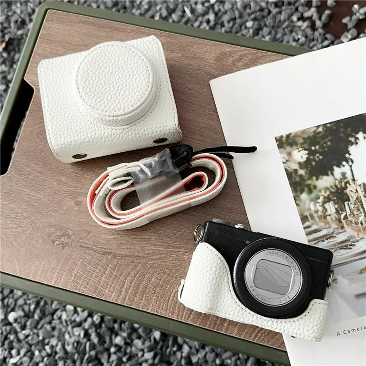Per Canon G7 X Mark II / III Custodia in pelle con accesso alla batteria Custodia protettiva per fotocamera - Bianco