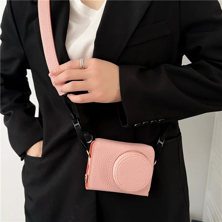 Pour Ricoh GR III / Iiix Étui en cuir avec accès à la batterie Housse de protection pour appareil photo - Rose