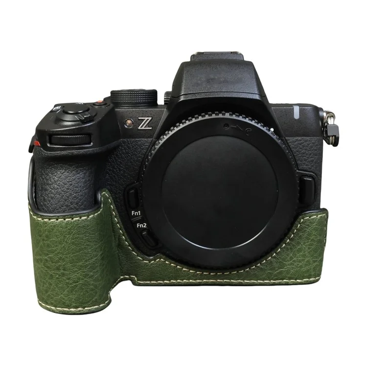 For Nikon Z 50 II Buffalo Texture PU Leather Bottom Case Half Body Camera Cover with Battery Opening - Green