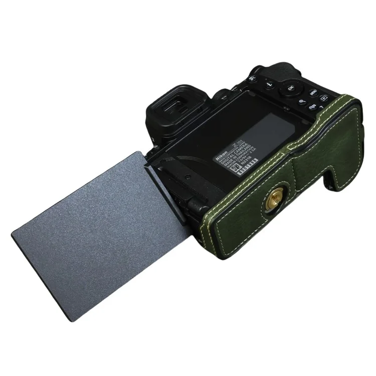 For Nikon Z 50 II Buffalo Texture PU Leather Bottom Case Half Body Camera Cover with Battery Opening - Green