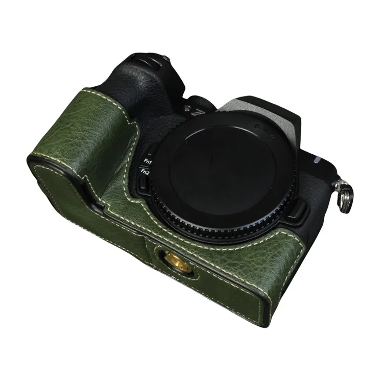 For Nikon Z 50 II Buffalo Texture PU Leather Bottom Case Half Body Camera Cover with Battery Opening - Green