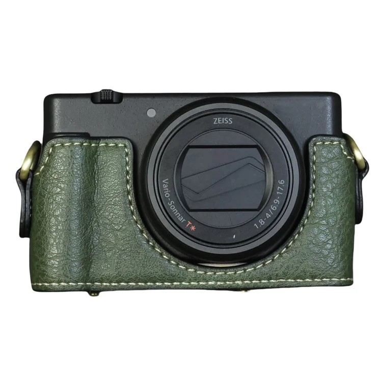 For Sony ZV-1F  /  ZV-1 Mark II Camera Case Portable Leather Camera Protective Cover Without Battery Opening - Green