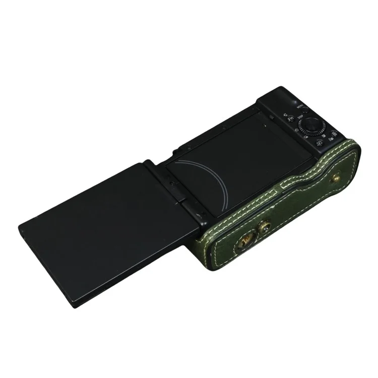 For Sony ZV-1F  /  ZV-1 Mark II Camera Case Portable Leather Camera Protective Cover Without Battery Opening - Green