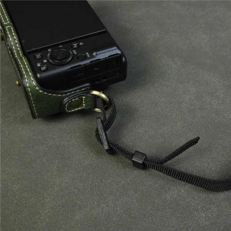 For Sony ZV-1F  /  ZV-1 Mark II Camera Case Portable Leather Camera Protective Cover Without Battery Opening - Green