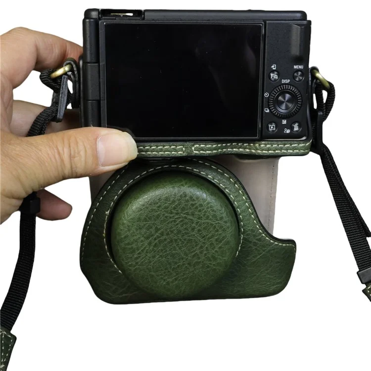For Sony ZV-1F  /  ZV-1 Mark II Camera Case Portable Leather Camera Protective Cover Without Battery Opening - Green