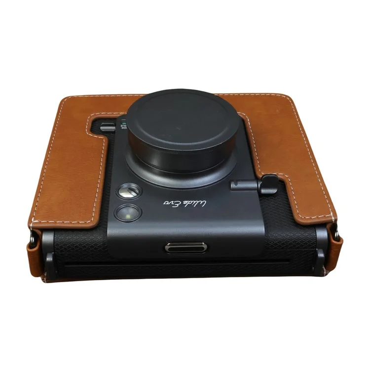 Чехол для камеры Fujifilm Instax Wide Evo из портативной искусственной кожи с ремешком через плечо - Коричневый