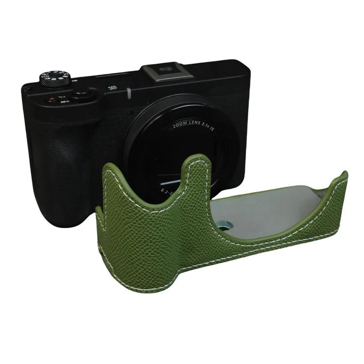 For Canon PowerShot V1 Camera Case PU Leather Protective Cover - Green