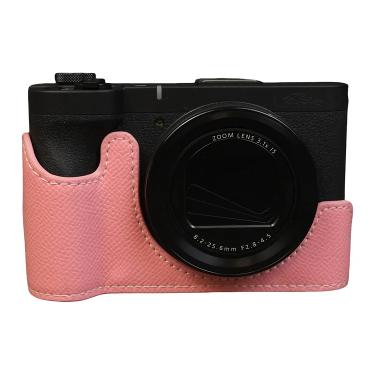 For Canon PowerShot V1 Camera Case PU Leather Protective Cover - Pink