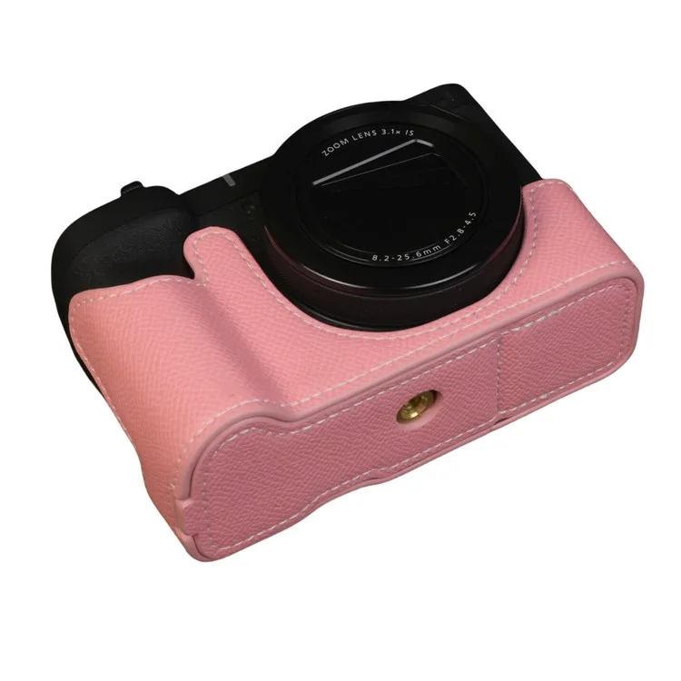 For Canon PowerShot V1 Camera Case PU Leather Protective Cover - Pink