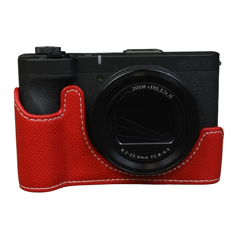 For Canon PowerShot V1 Camera Case PU Leather Protective Cover - Red