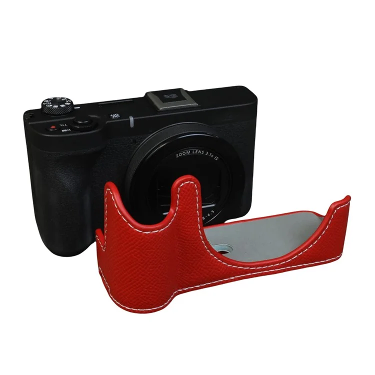 For Canon PowerShot V1 Camera Case PU Leather Protective Cover - Red