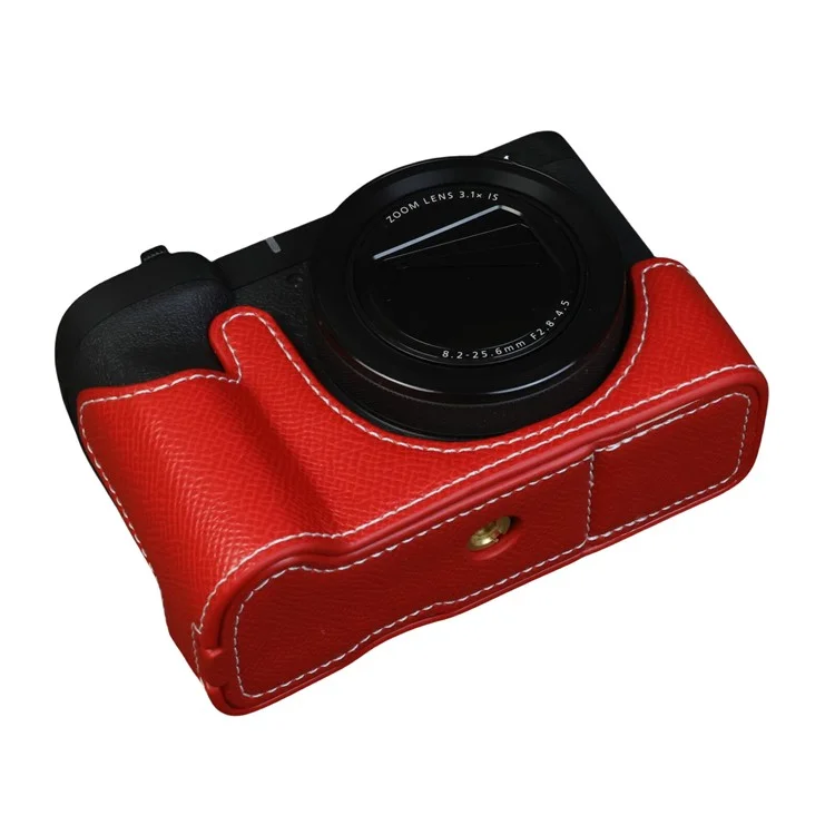 For Canon PowerShot V1 Camera Case PU Leather Protective Cover - Red