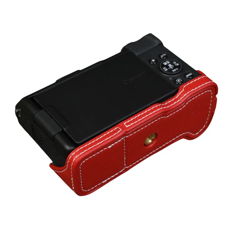For Canon PowerShot V1 Camera Case PU Leather Protective Cover - Red