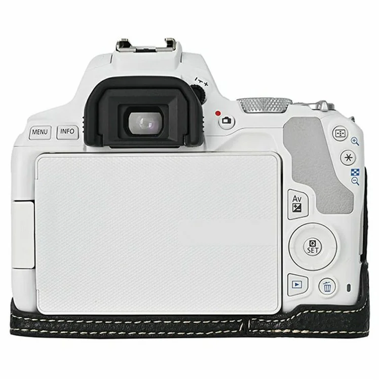 For Canon EOS 200D II / EOS 200D Camera Case with Battery Opening Litchi Texture PU Leather Protective Cover - Black