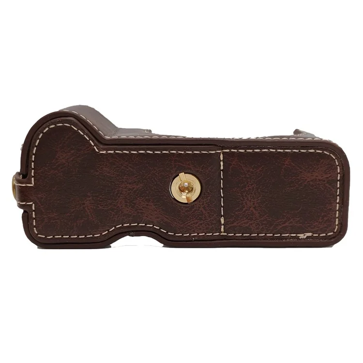 For Canon PowerShot V1 Camera Protection Bottom Case PU Leather Cover with Battery Opening - Coffee