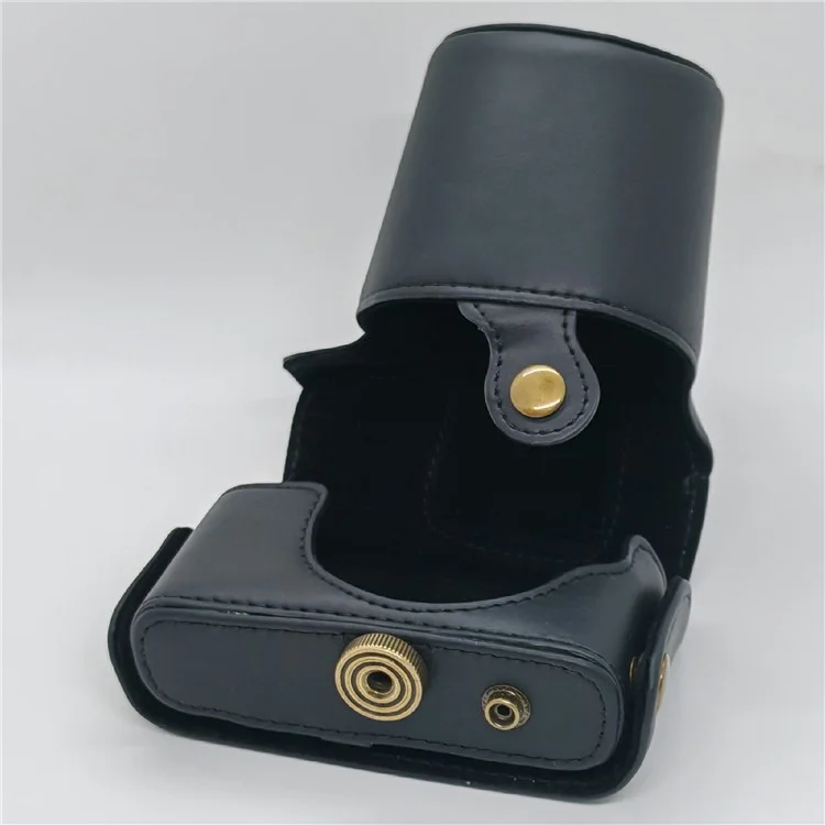Para Olympus PEN E-PL3 / E-PM1 Cámara sin espejo Bolsa protectora de piel sintética portátil con correa para el hombro - Negro